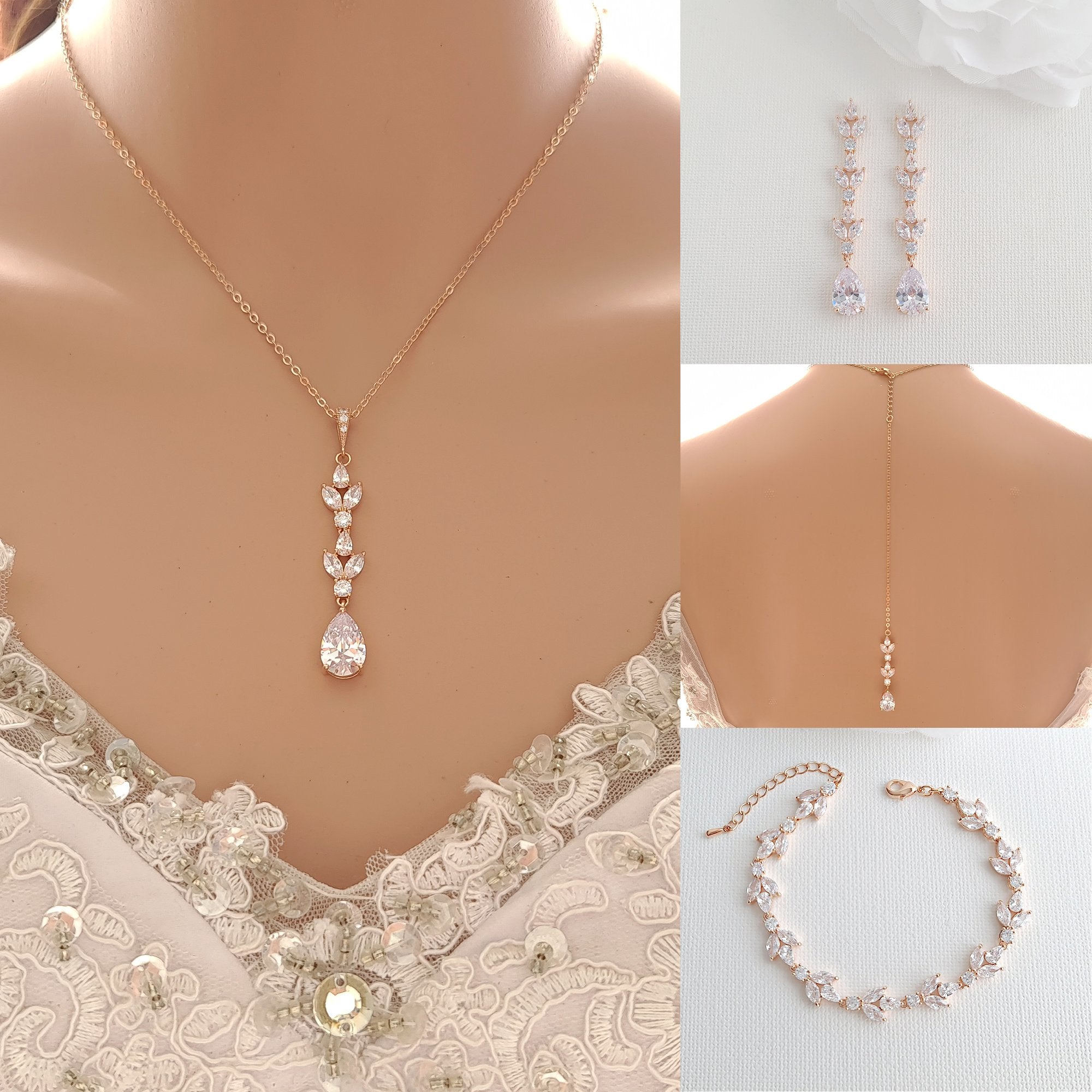 Gold Wedding Jewelry Set for Brides on Her Wedding Day-Anya