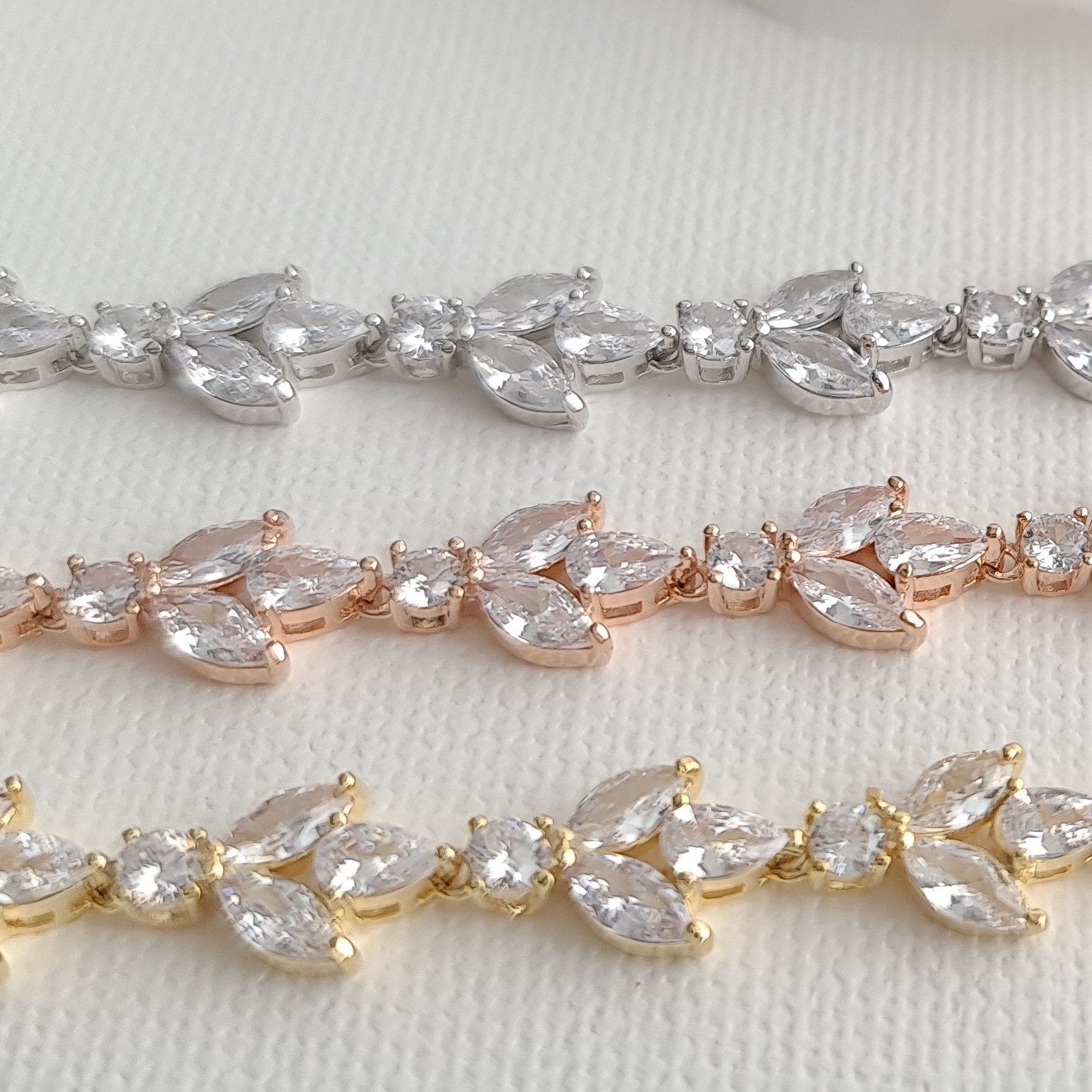 Light Gold Color Bridal Bracelet-Anya