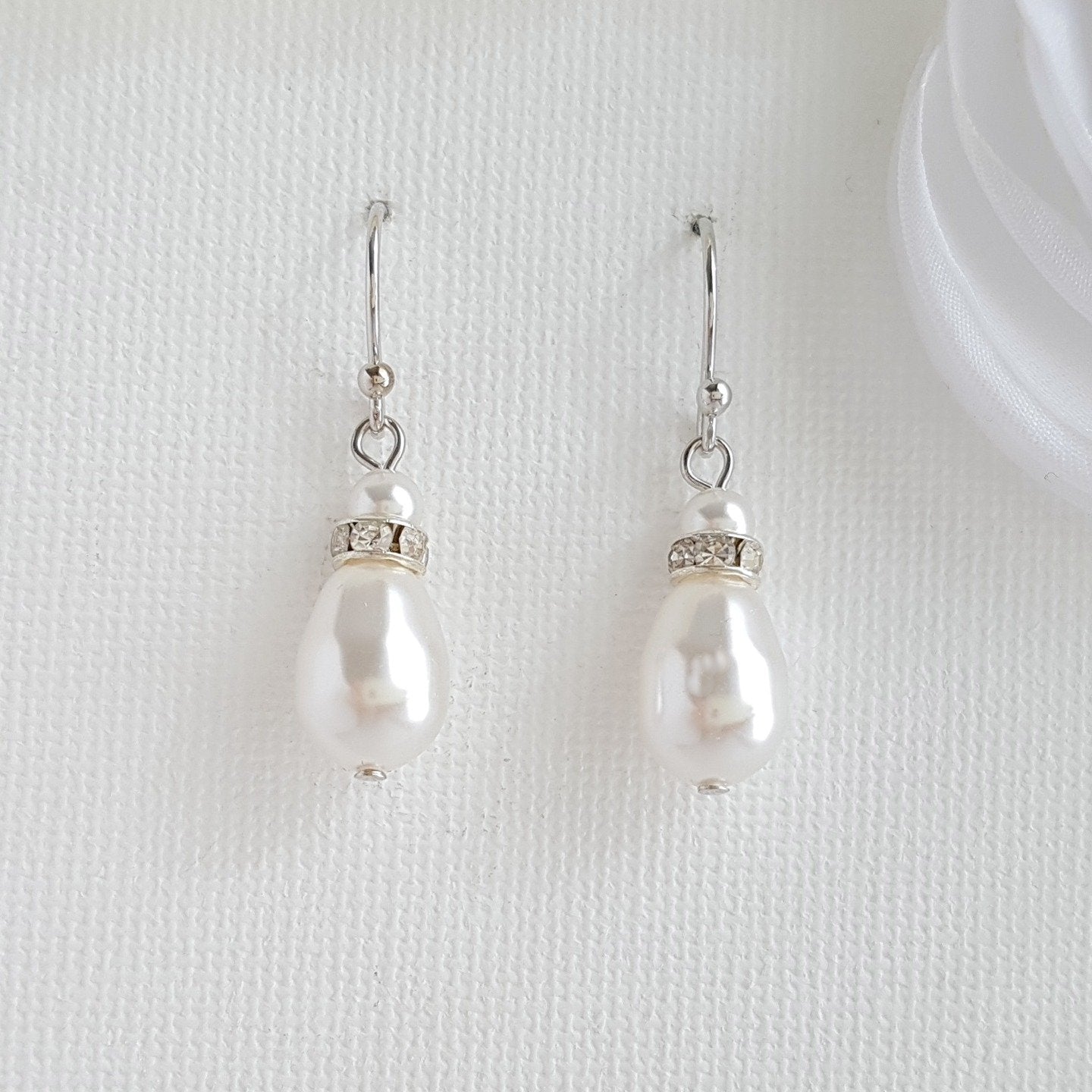 Simple Gold Earrings With Pearl Drops -June