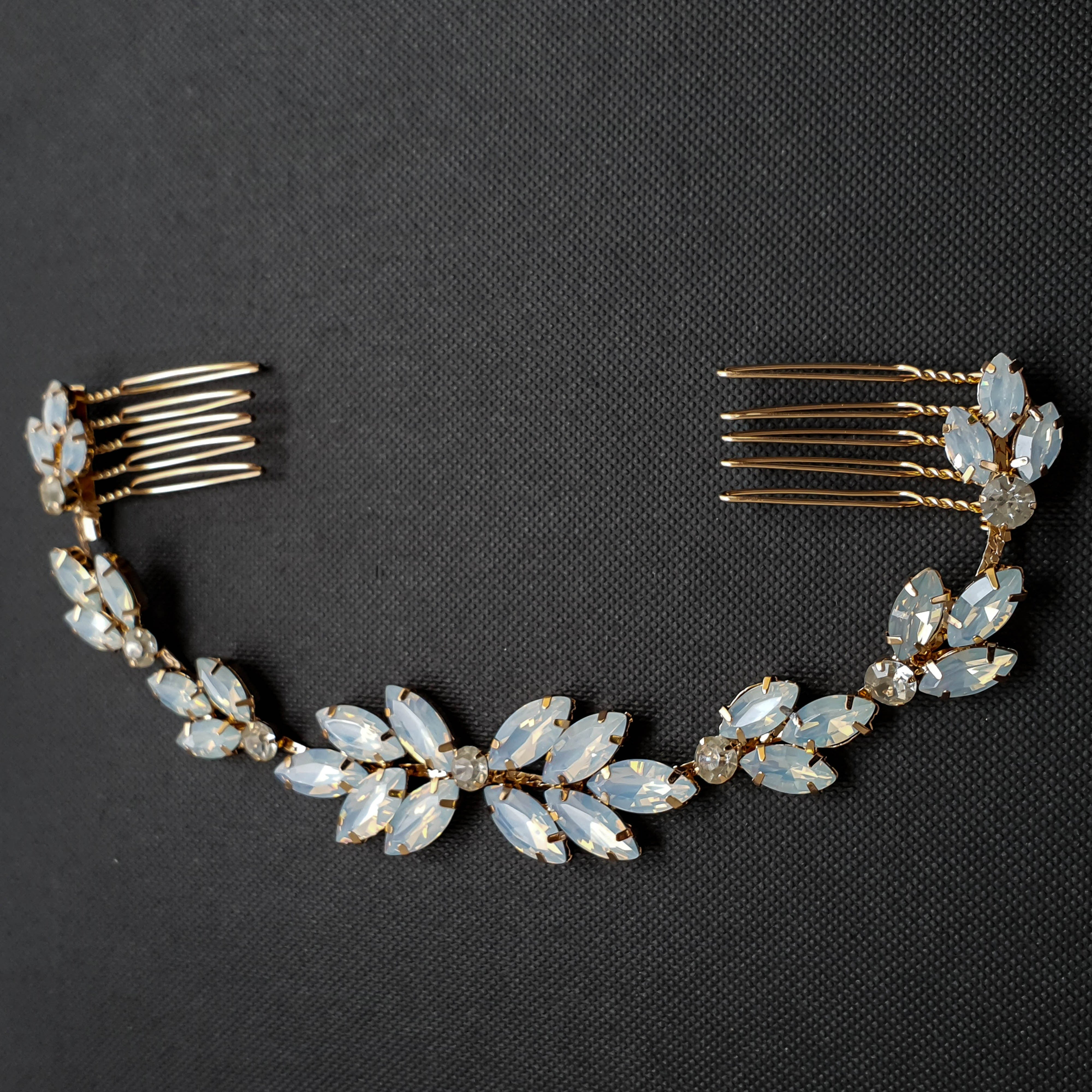 Blue Opal Bridal Headpiece in Rose Gold-Holly