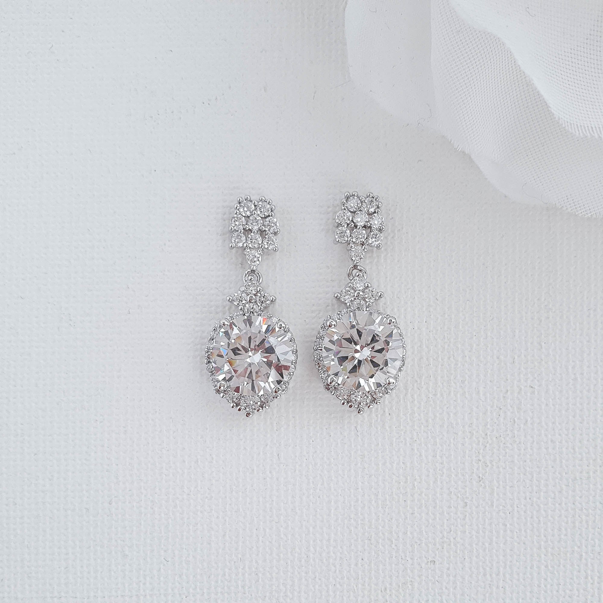 Silver Drop Earrings for Brides and Wedding Guests-Mandy