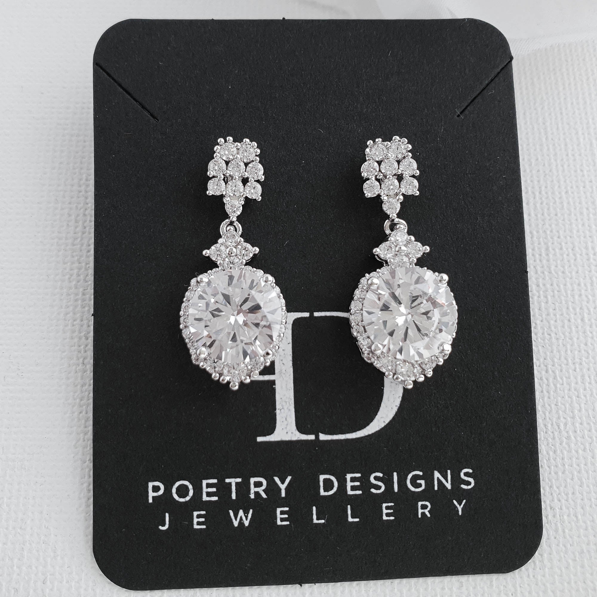 Silver Drop Earrings for Brides and Wedding Guests-Mandy