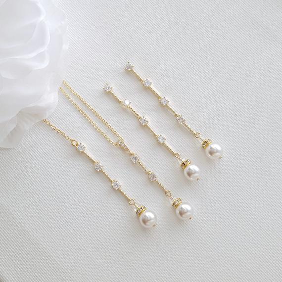 Pearl Drop Necklace Earring Jewelry Set for Weddings- Ginger