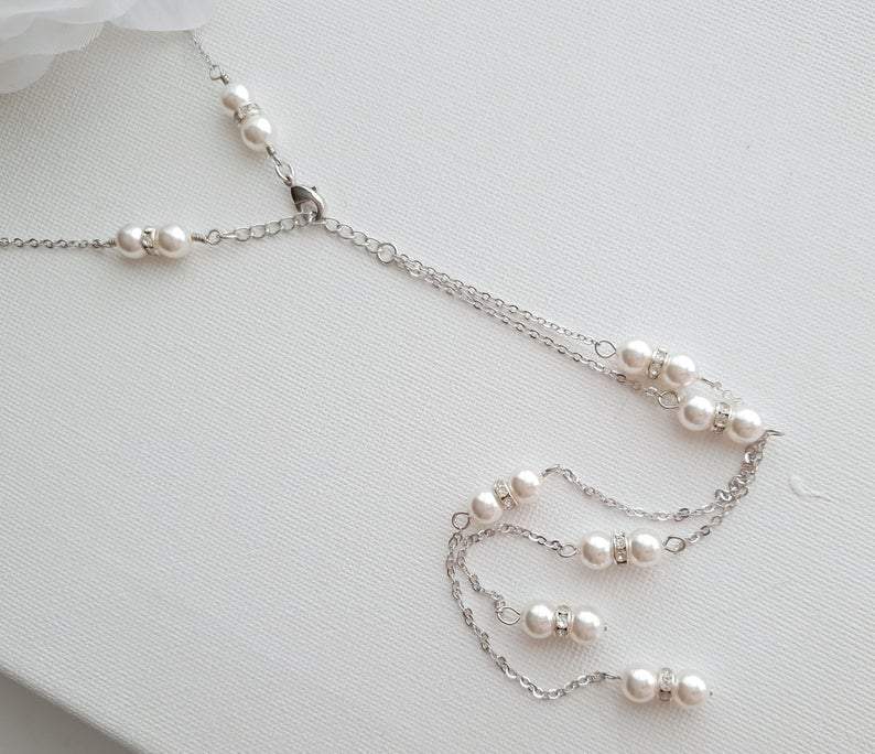 Pearl Backdrop Wedding Necklace-Ava