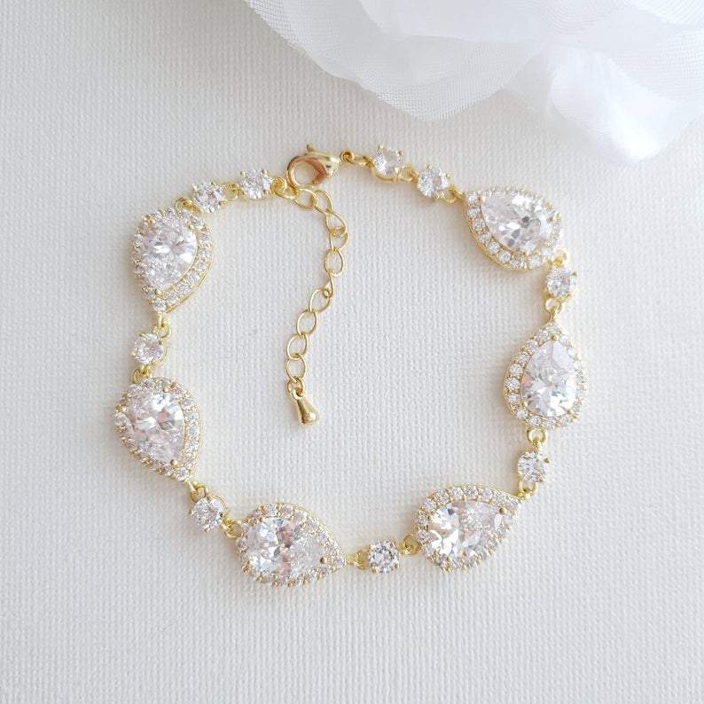 Wedding Day Crystal Bracelet in Rose Gold for Brides-Emma