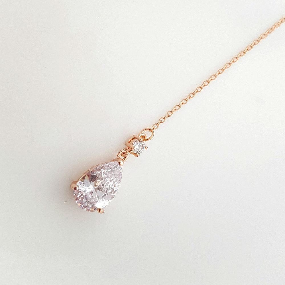 Rose Gold Bridal Necklace Crystal Bridal Back drop Necklace Rose Gold Wedding Back Necklace Wedding Bridal Jewelry, Nicole