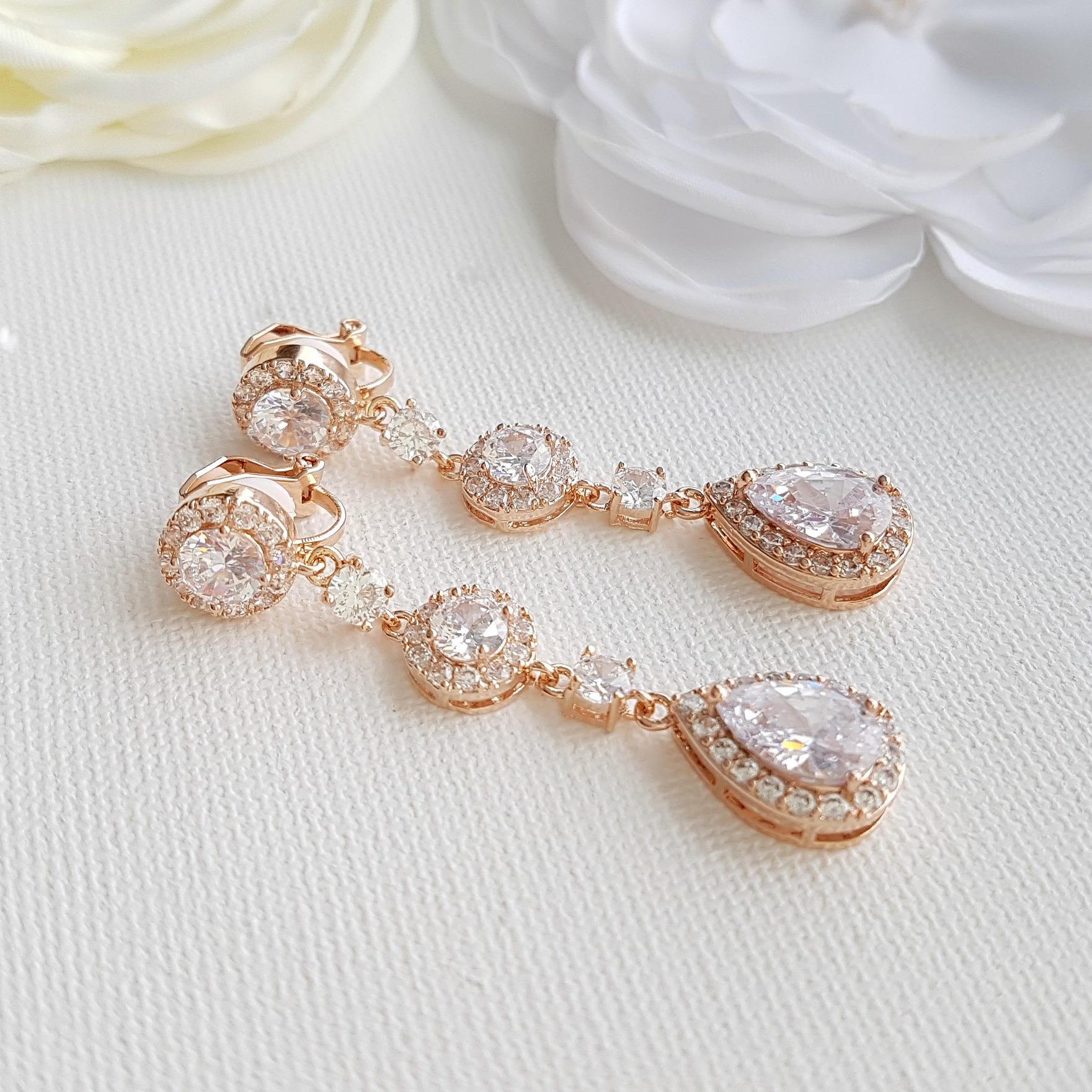 Rose Gold Clip On Earrings-Reagan