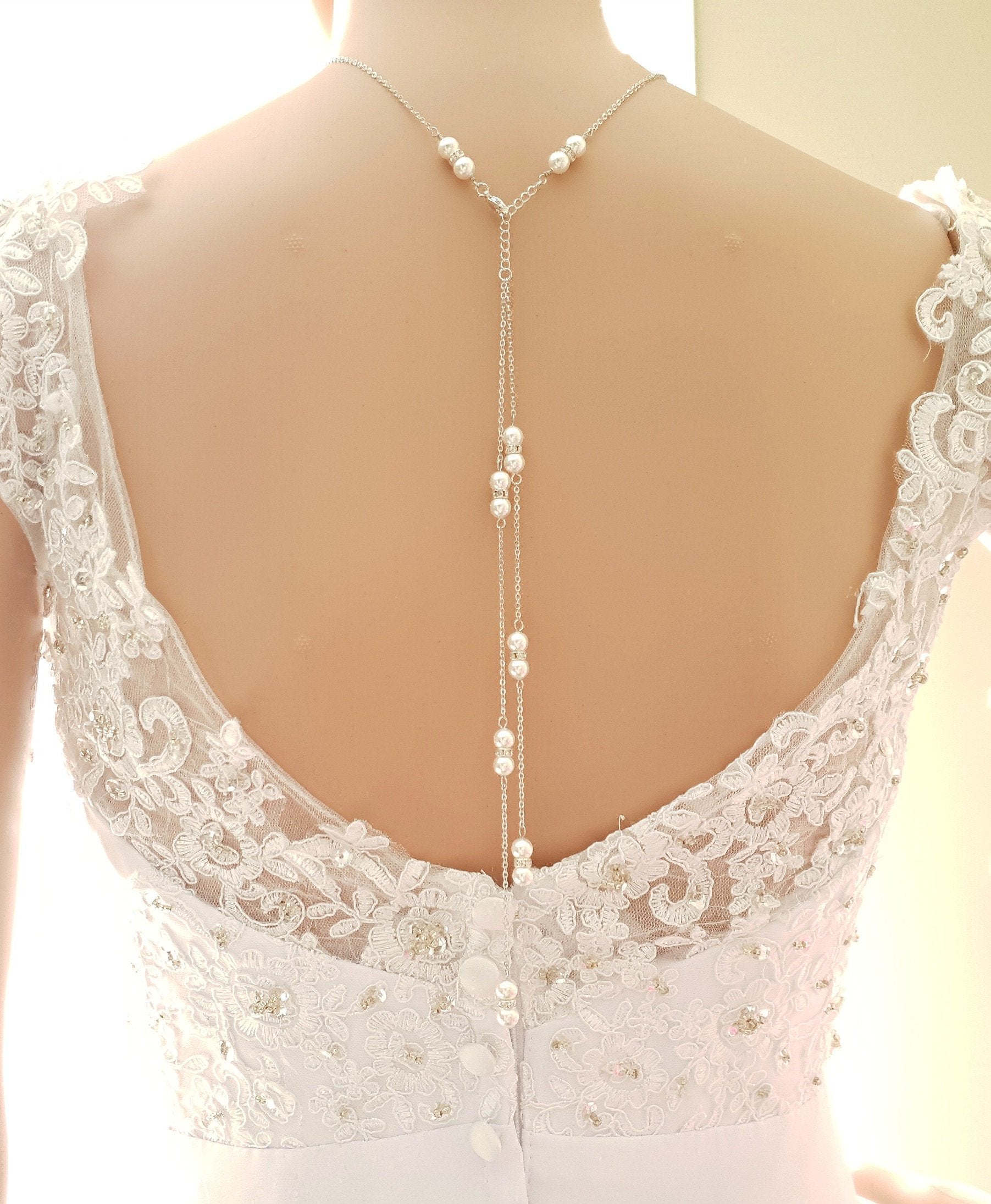 Pearl Backdrop Wedding Necklace-Ava