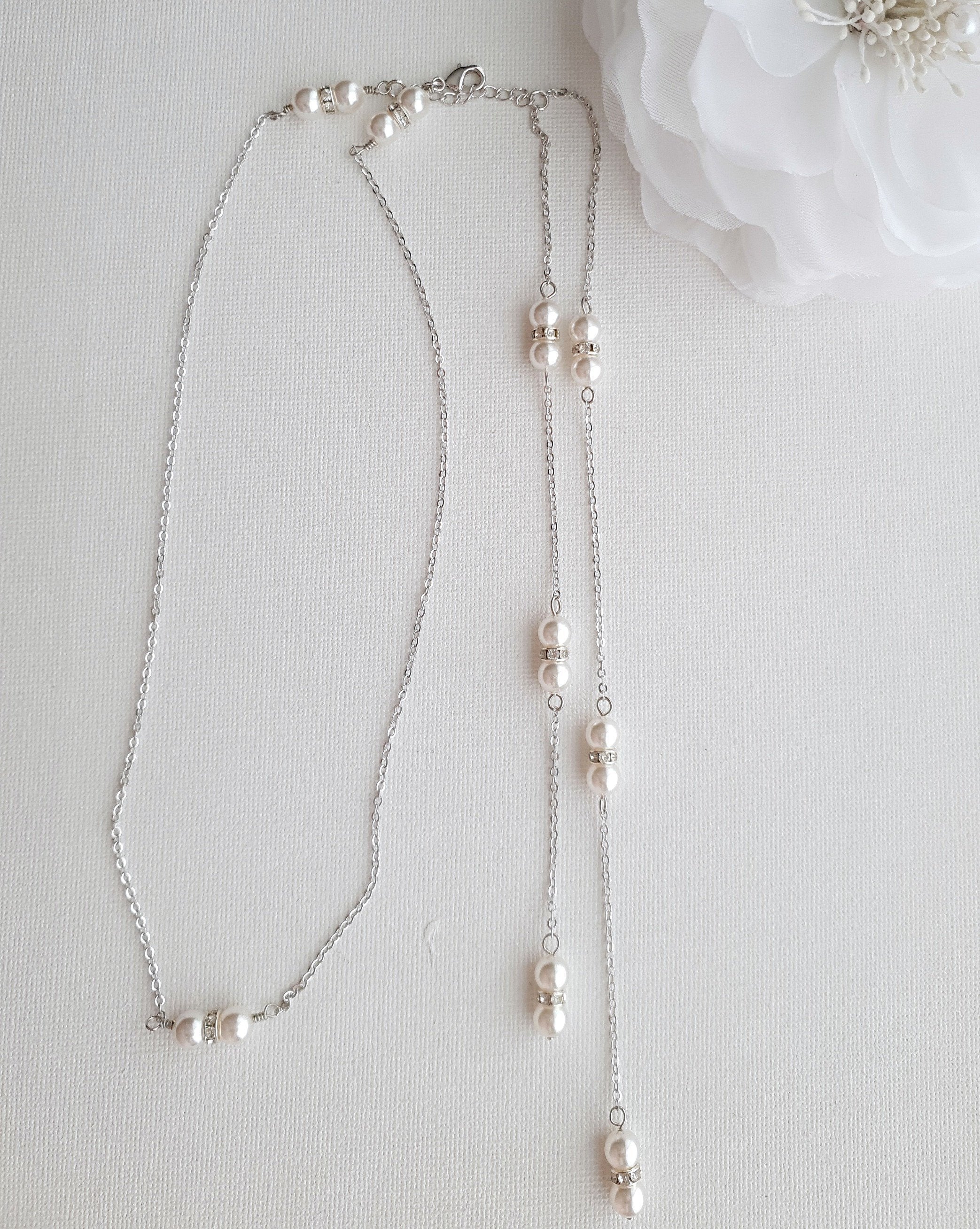 Pearl Backdrop Wedding Necklace-Ava