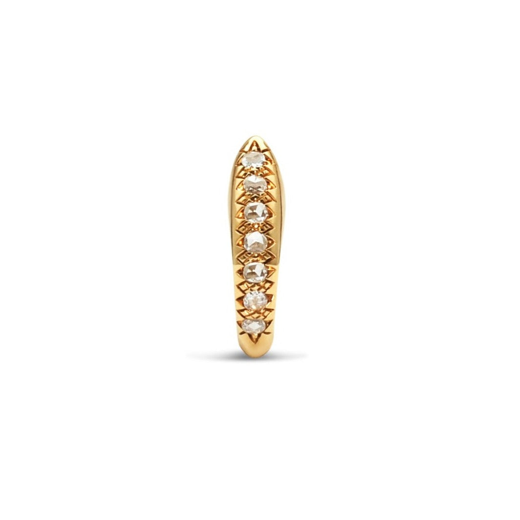 Small Crescent Diamond Ridge Ring 18K