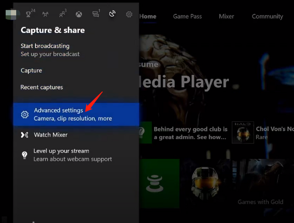 Xbox one  video recording location setting