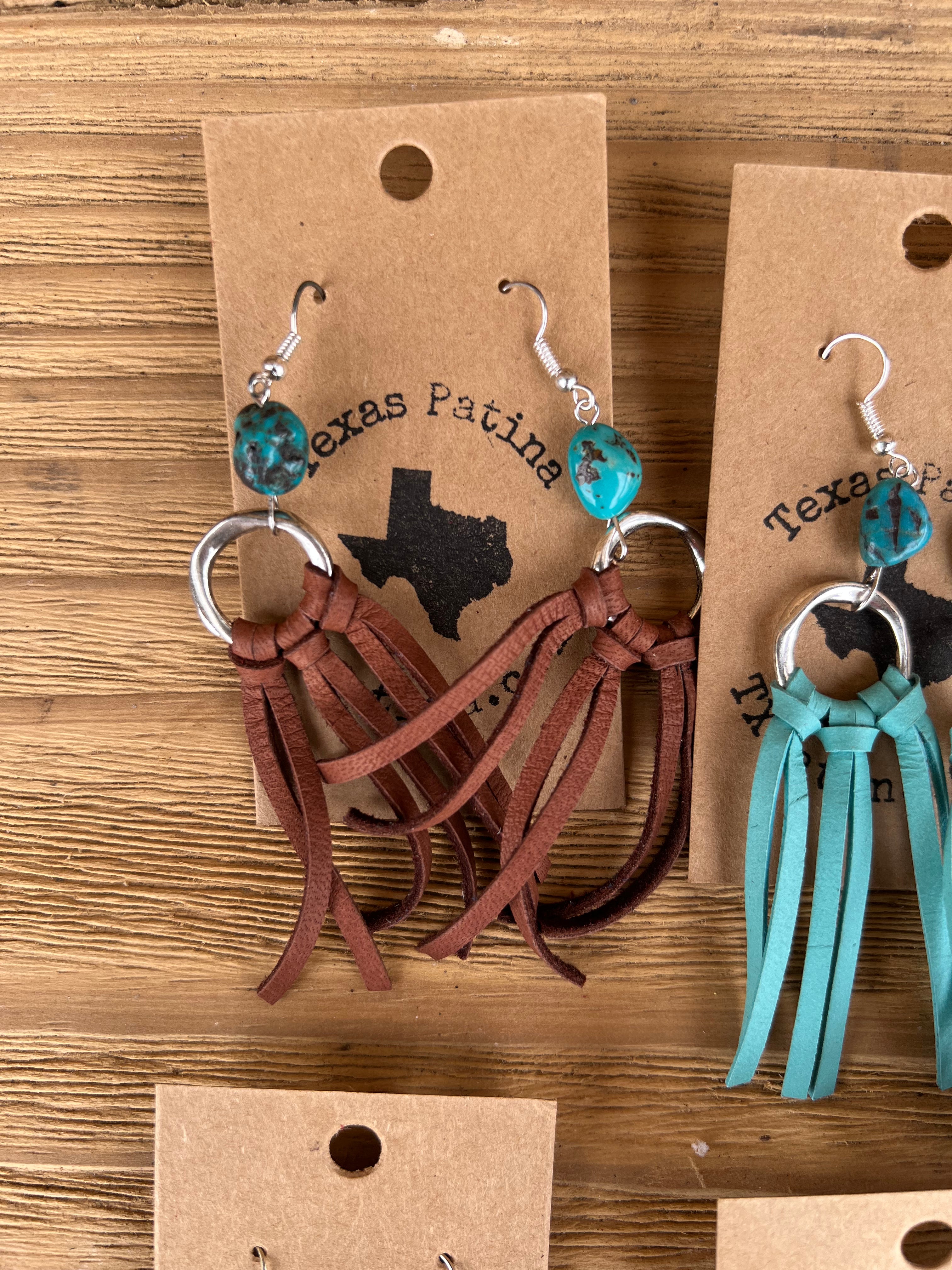 Fringe Earrings With Real Turquoise