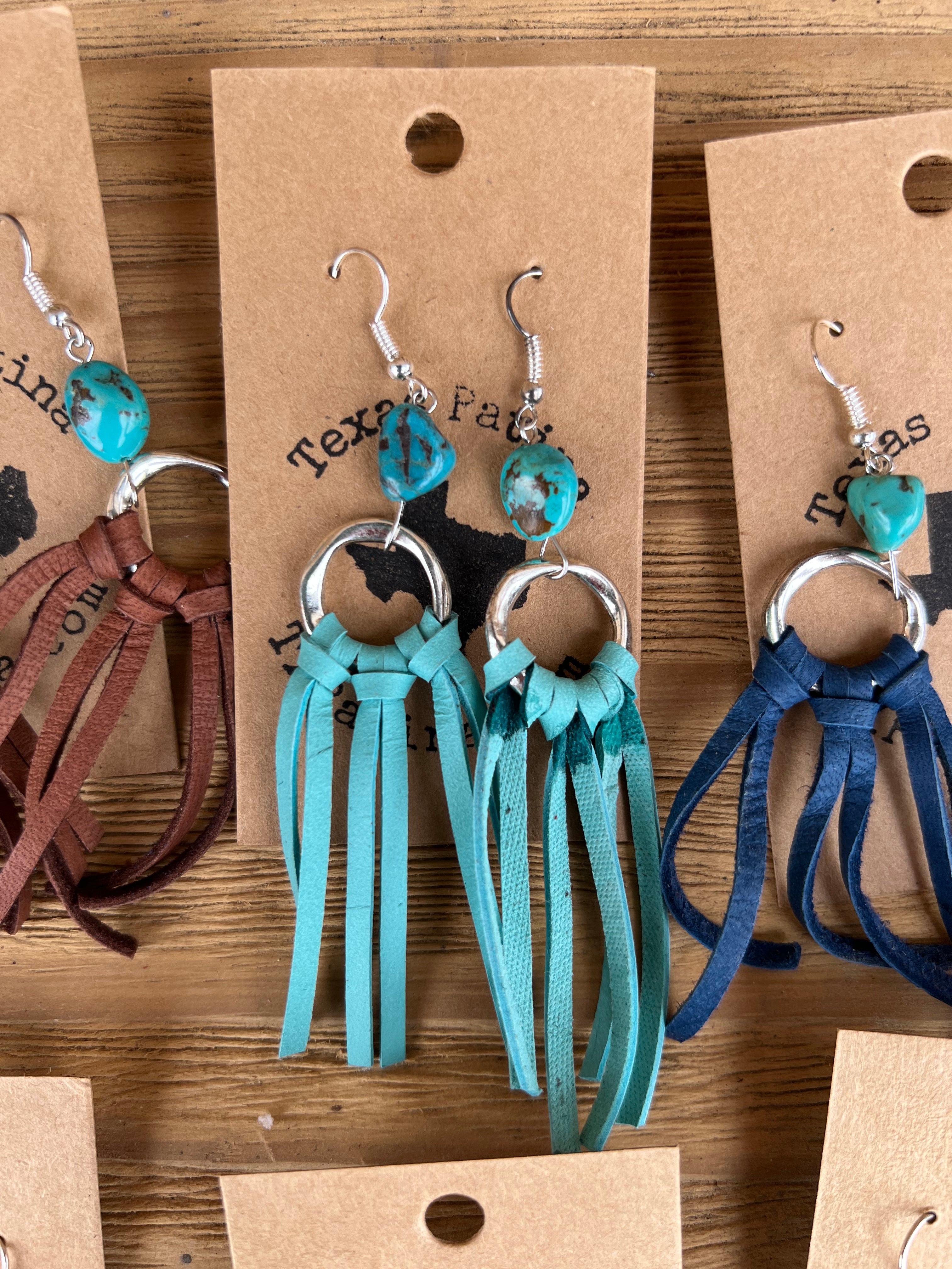 Fringe Earrings With Real Turquoise