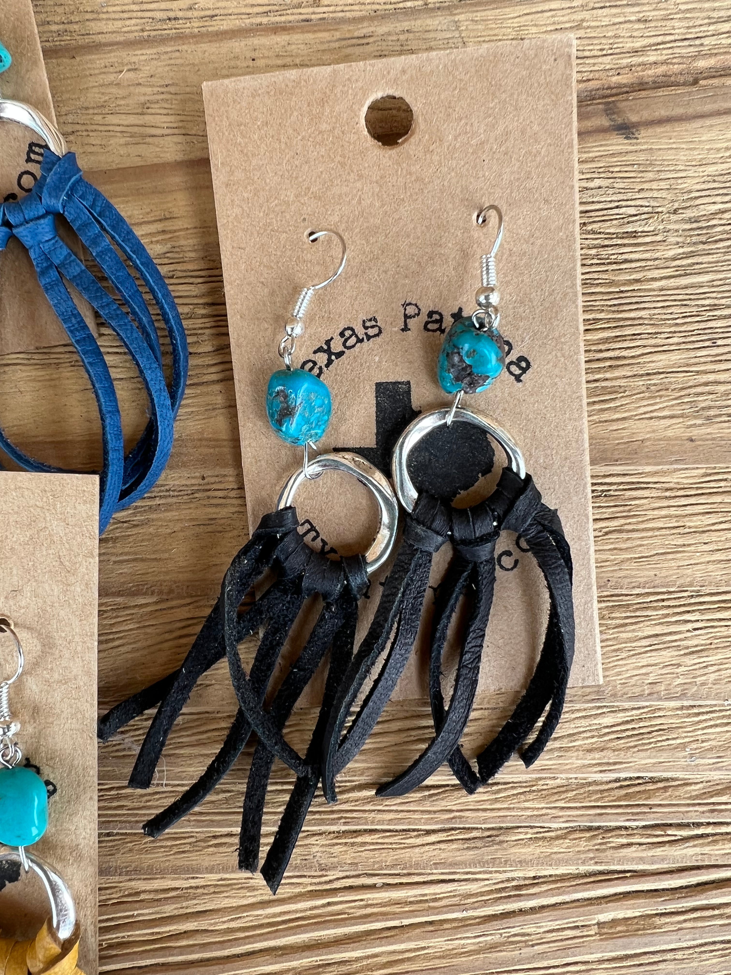 Fringe Earrings With Real Turquoise