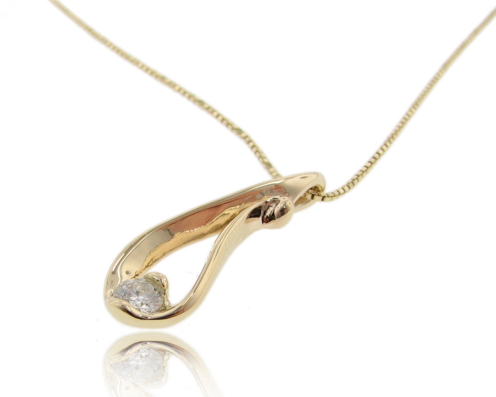 Radiant Raindrop Diamond and Yellow Gold Pendant