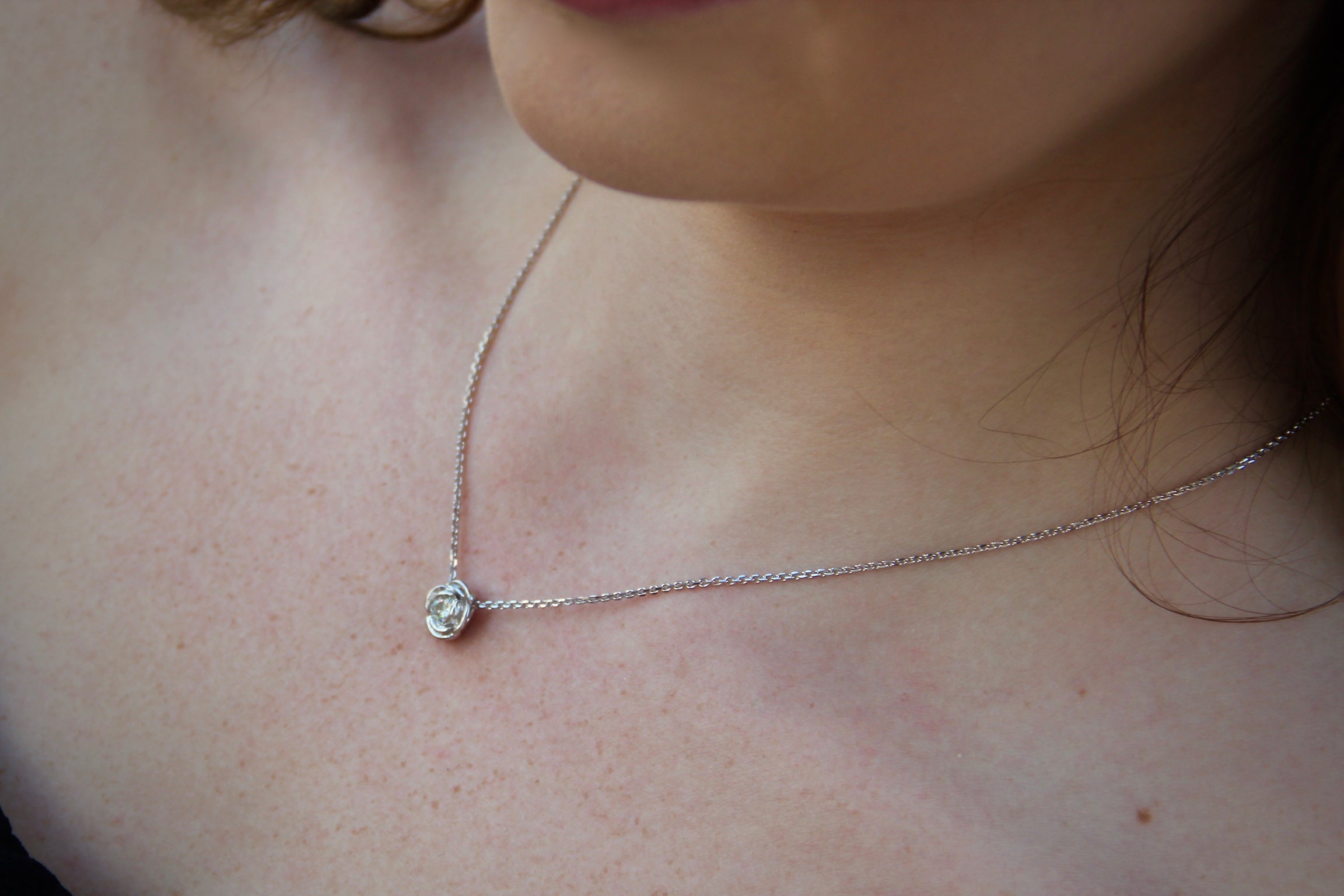 Silver Emerald May Birthstone Necklace, Rose Slider