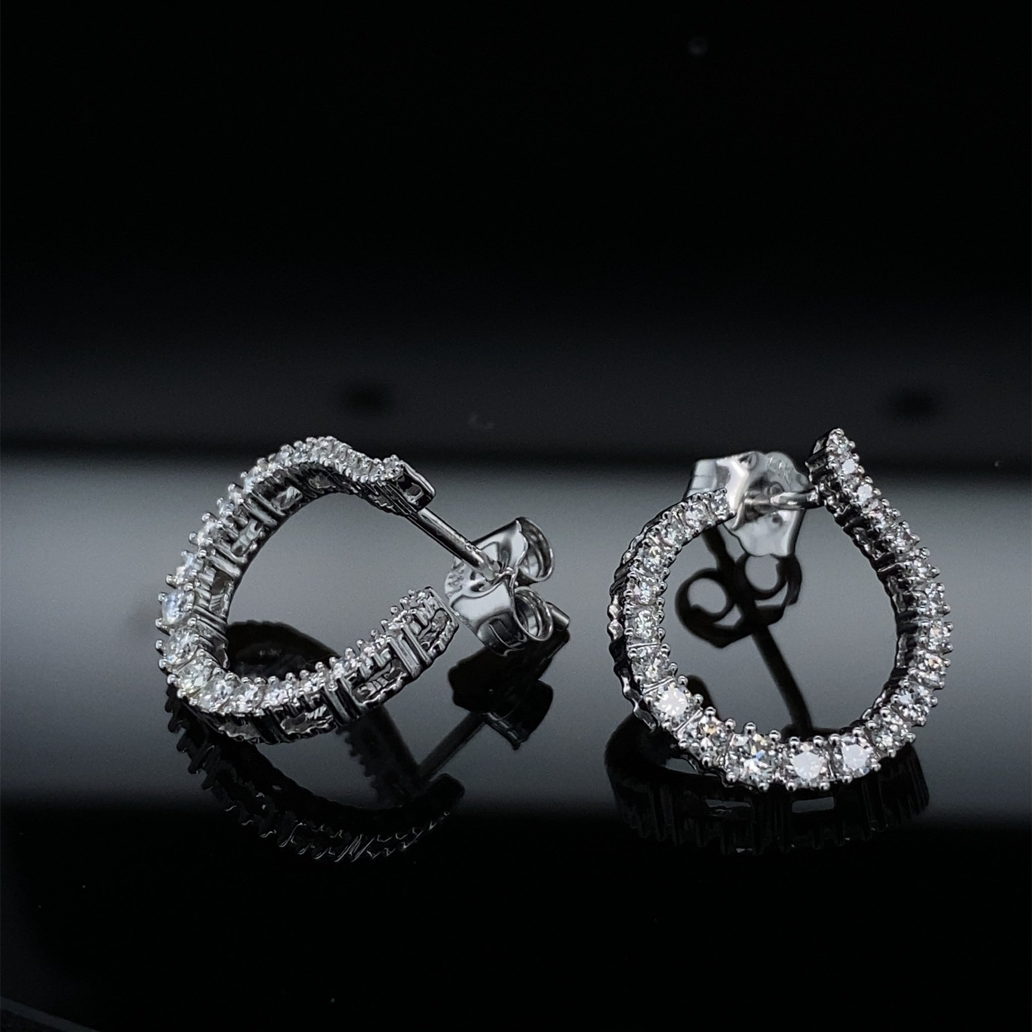 Ringlet of Diamonds White Gold Post Earrings