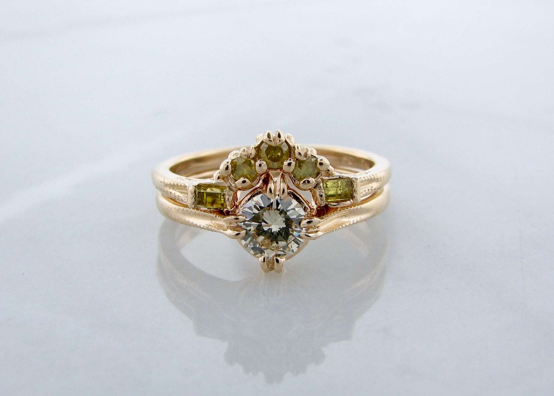 .48ct Yellow Diamond CTR & .23ct Canary Diamond Accents 14K Yellow Gold Wedding Ring Set