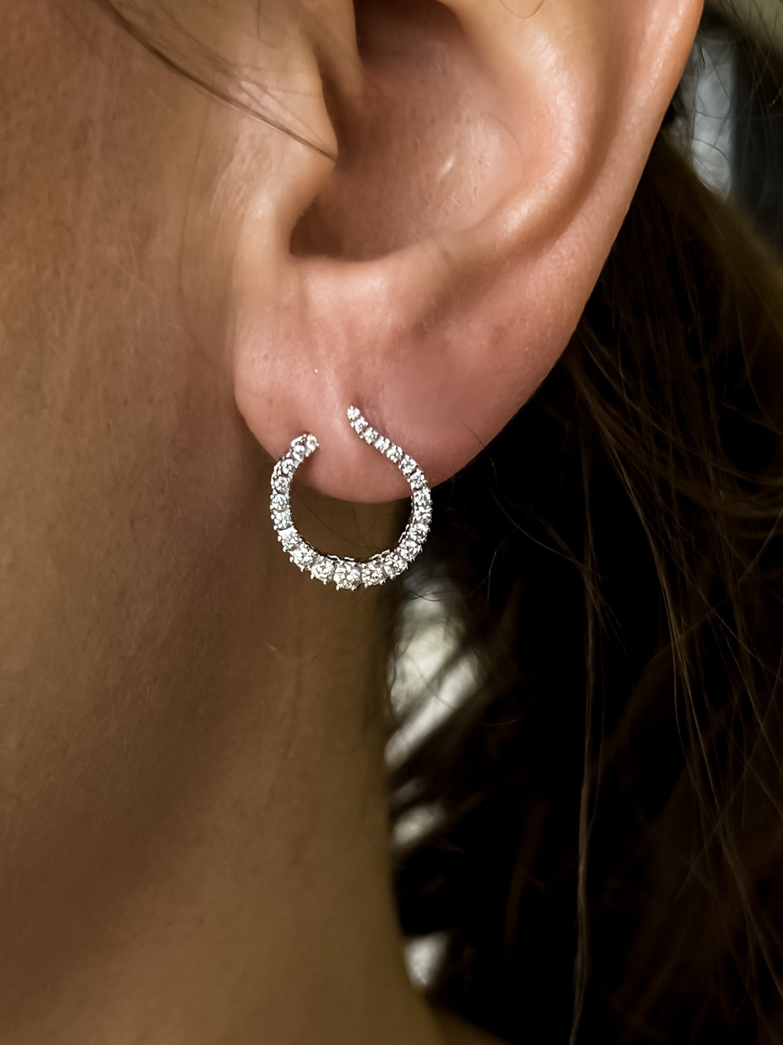 Ringlet of Diamonds White Gold Post Earrings