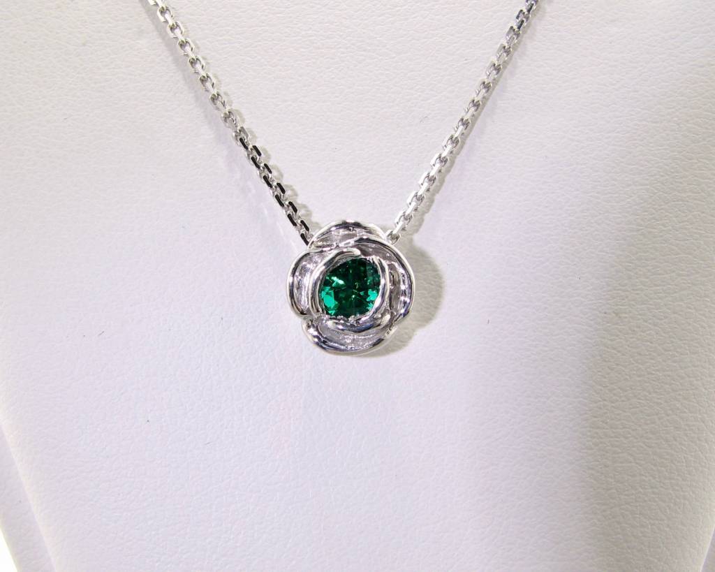 Silver Emerald May Birthstone Necklace, Rose Slider