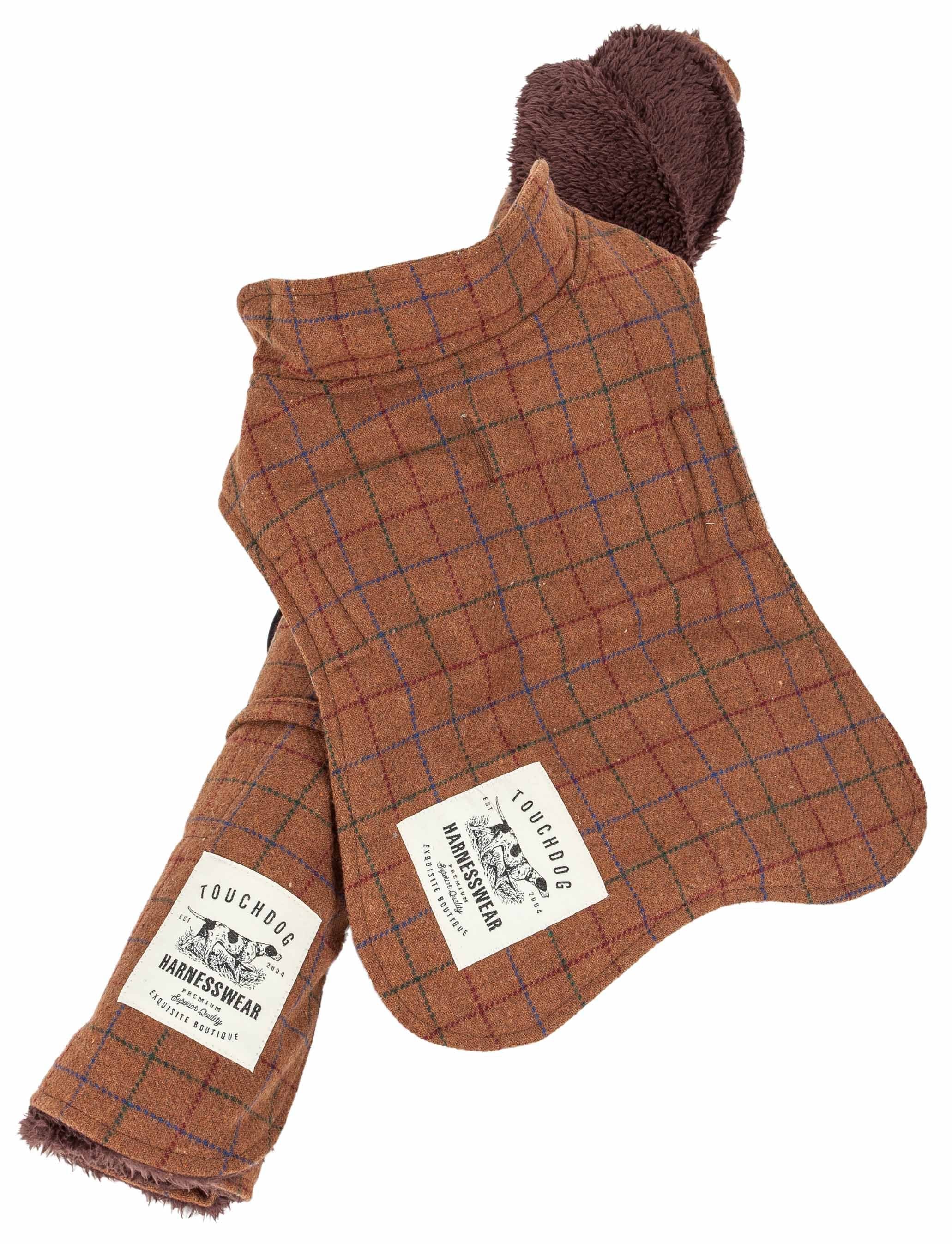 Touchdog ? 2-In-1 Windowpane Plaided Dog Jacket With Matching Reversible Dog Mat