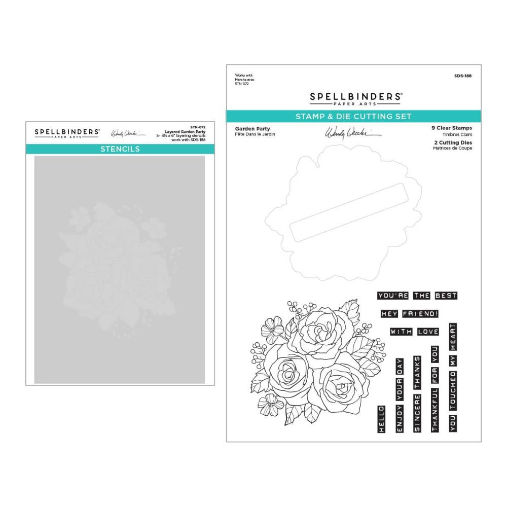 Spellbinders The Garden Stamp, Die And Stencil Bundle: Garden Party (BD0821)