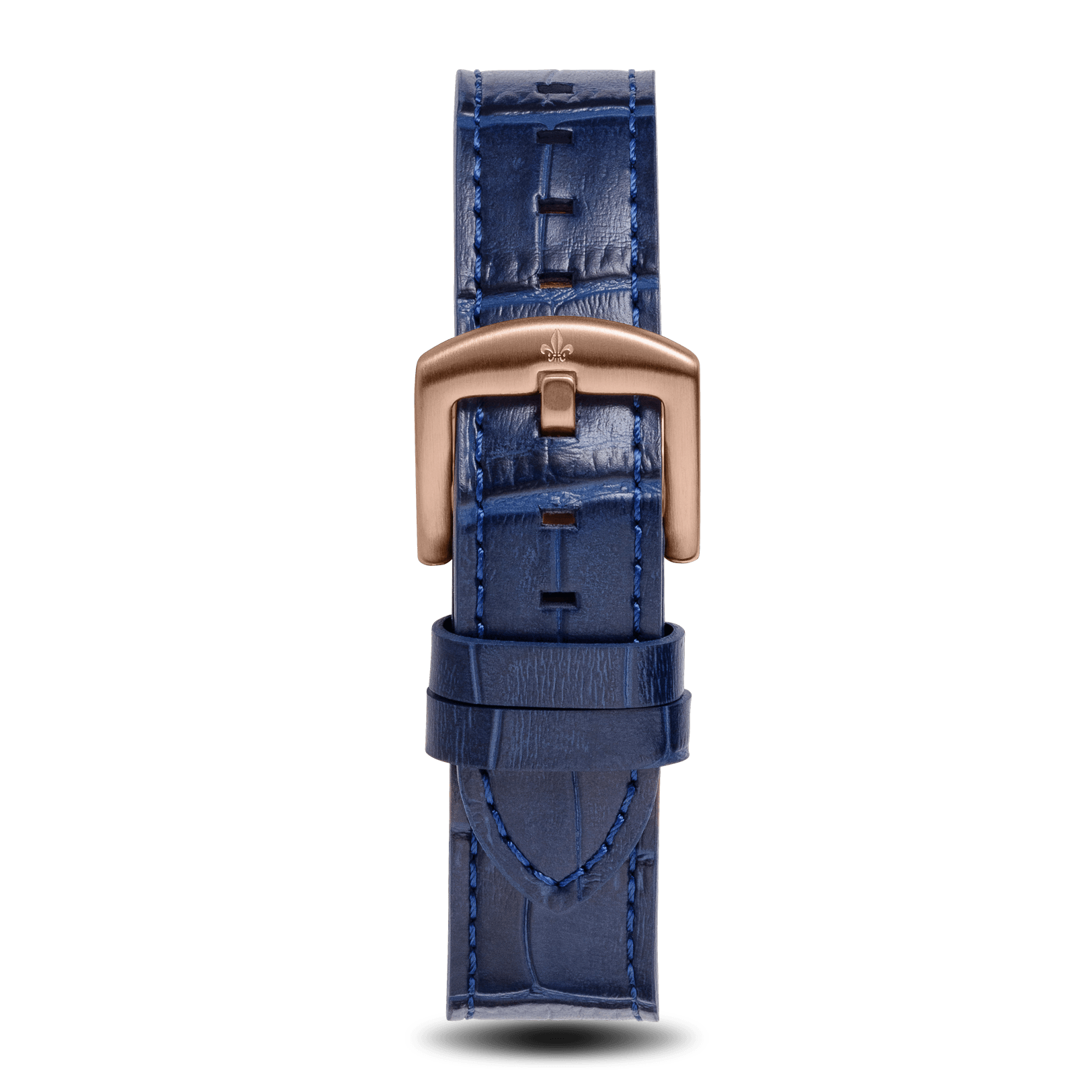 Blue Croc Pattern Leather Strap With Rose Gold Buckle - Prague Deluxe