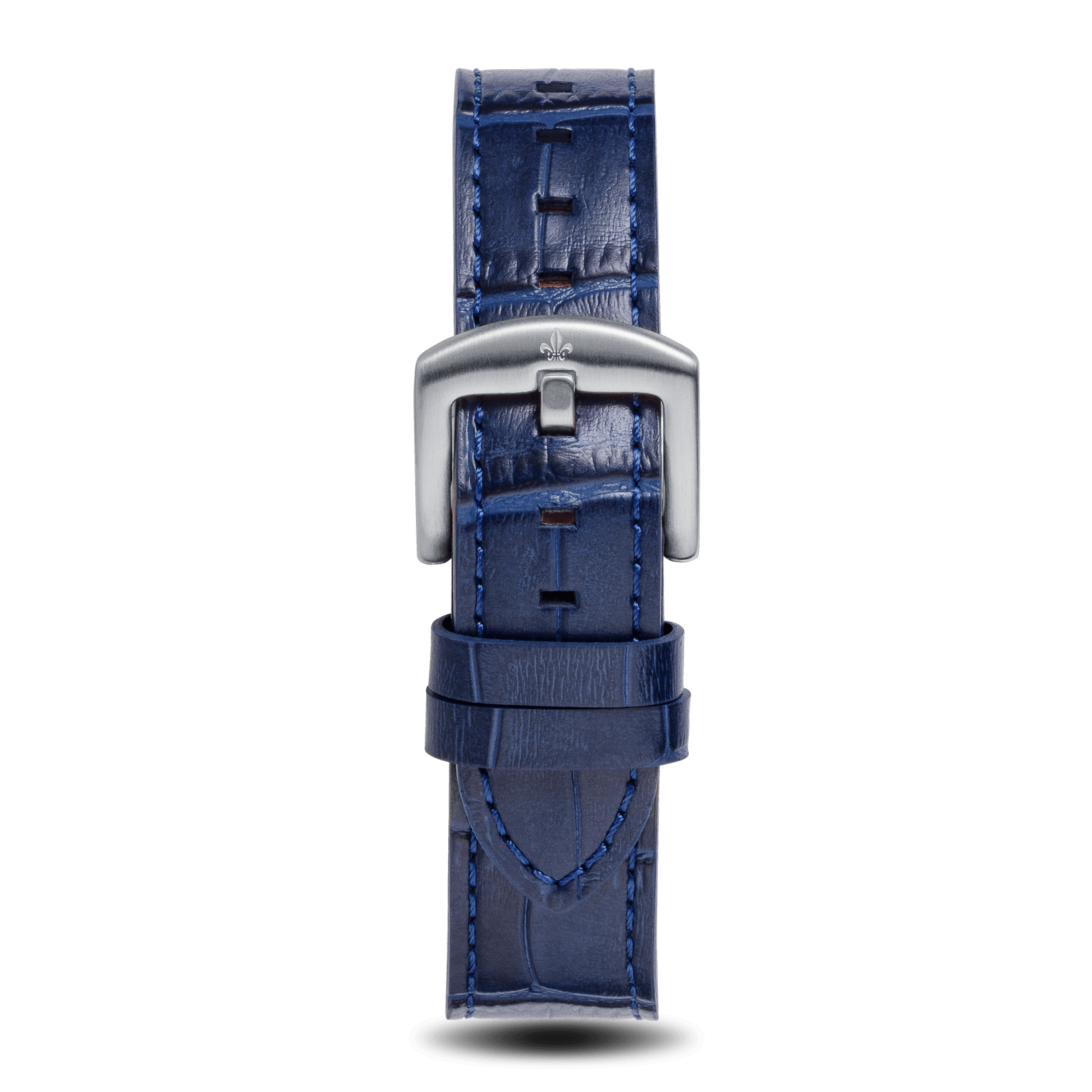 Prague Skeleton Automatic Deluxe - Silver + Blue Leather Strap