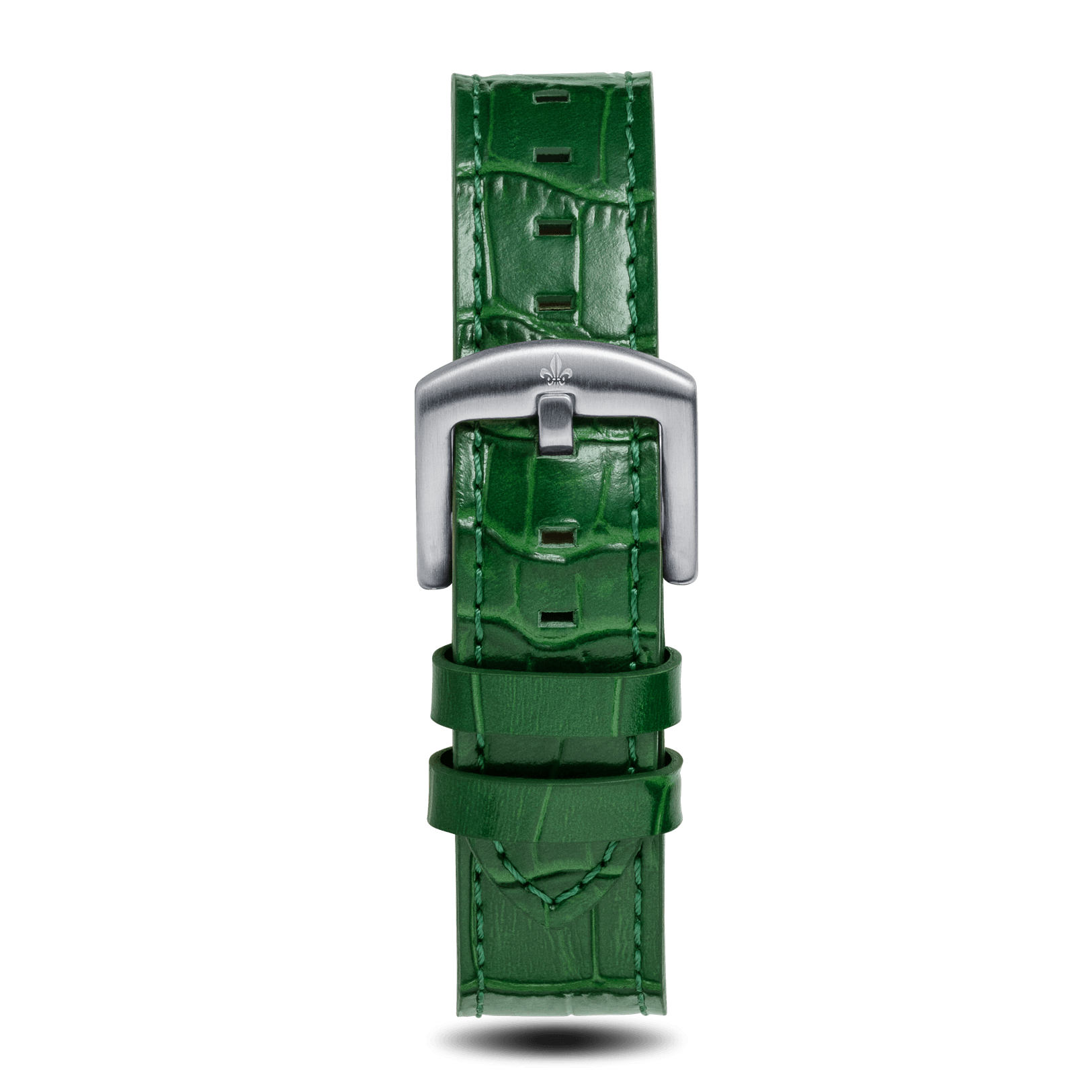 Prague Skeleton Automatic Deluxe - Silver + Green Leather Strap