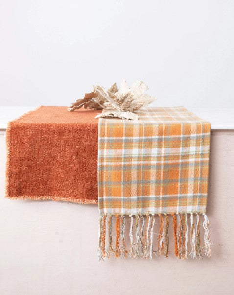 Pumpkin Orange Cotton Flannel Table Runner