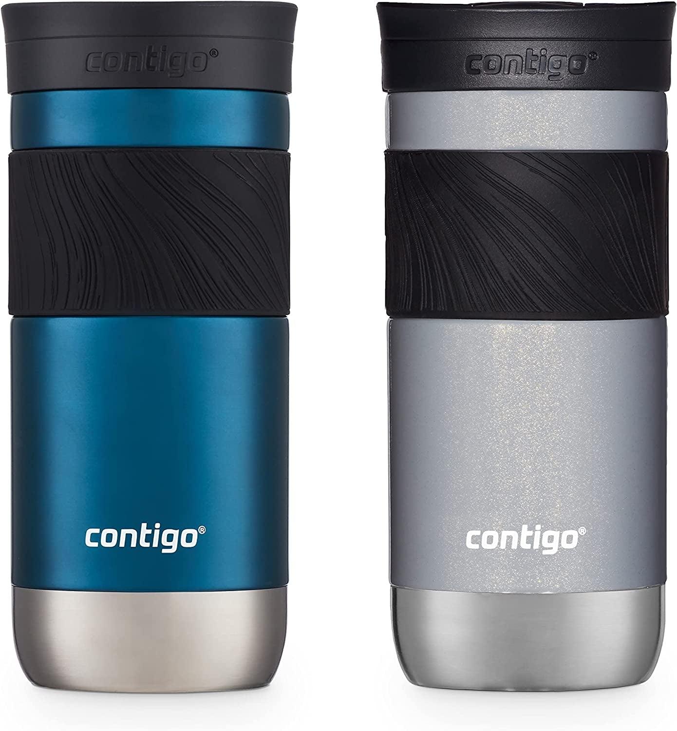 Contigo Byron Vacuum-Insulated Stainless Steel Travel Mug with Leak-Proof Lid, Reusable Coffee Cup or Water Bottle, Bpa-Free, Keeps Drinks Hot or Cold for Hours, 20Oz, Blue Corn