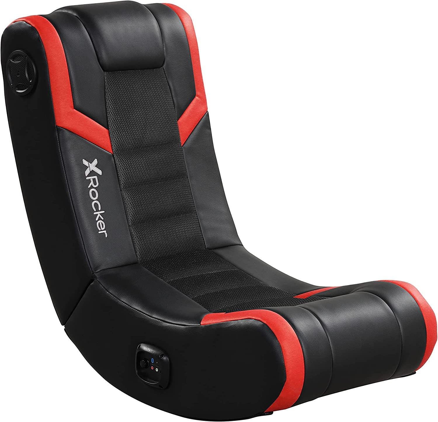 X Rocker Floor Rocking Gaming Chair, Headrest Mounted Bluetooth Speakers for Audio, Compatible with All Major Gaming Consoles