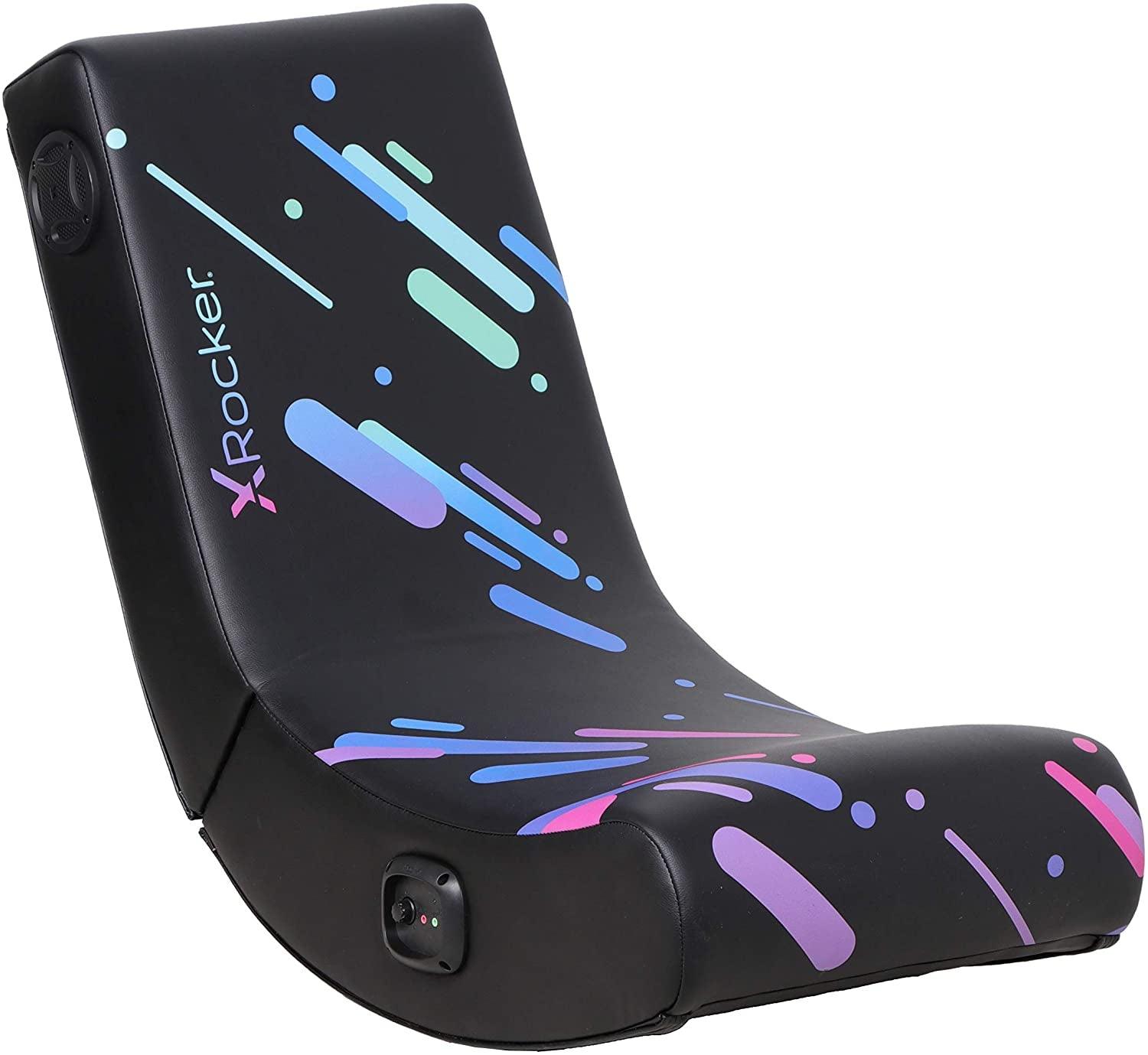 X Rocker Floor Rocking Gaming Chair, Headrest Mounted Bluetooth Speakers for Audio, Compatible with All Major Gaming Consoles