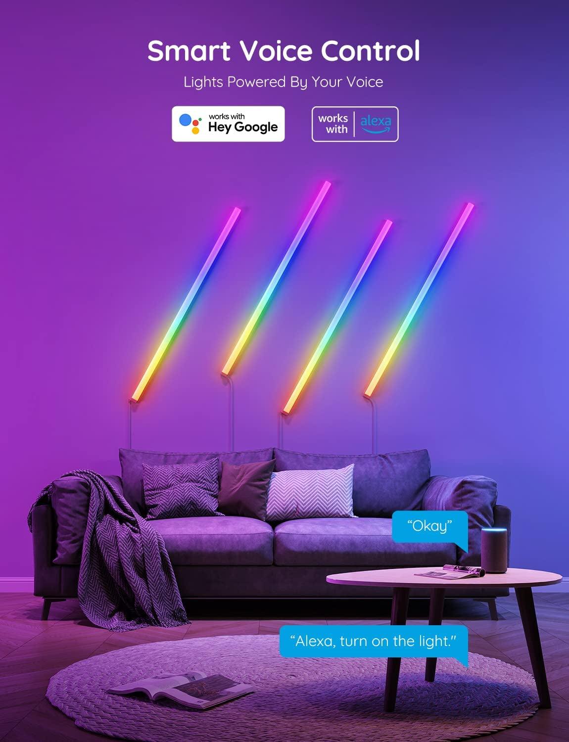 Govee Glide LED Wall Lights, RGBIC Wall Lights, Works with Alexa and Google Assistant, Smart Glide Lively Light Bars for Gaming Room Christmas Decor and Streaming, Multicolor Glide Sconces, 6 Pcs