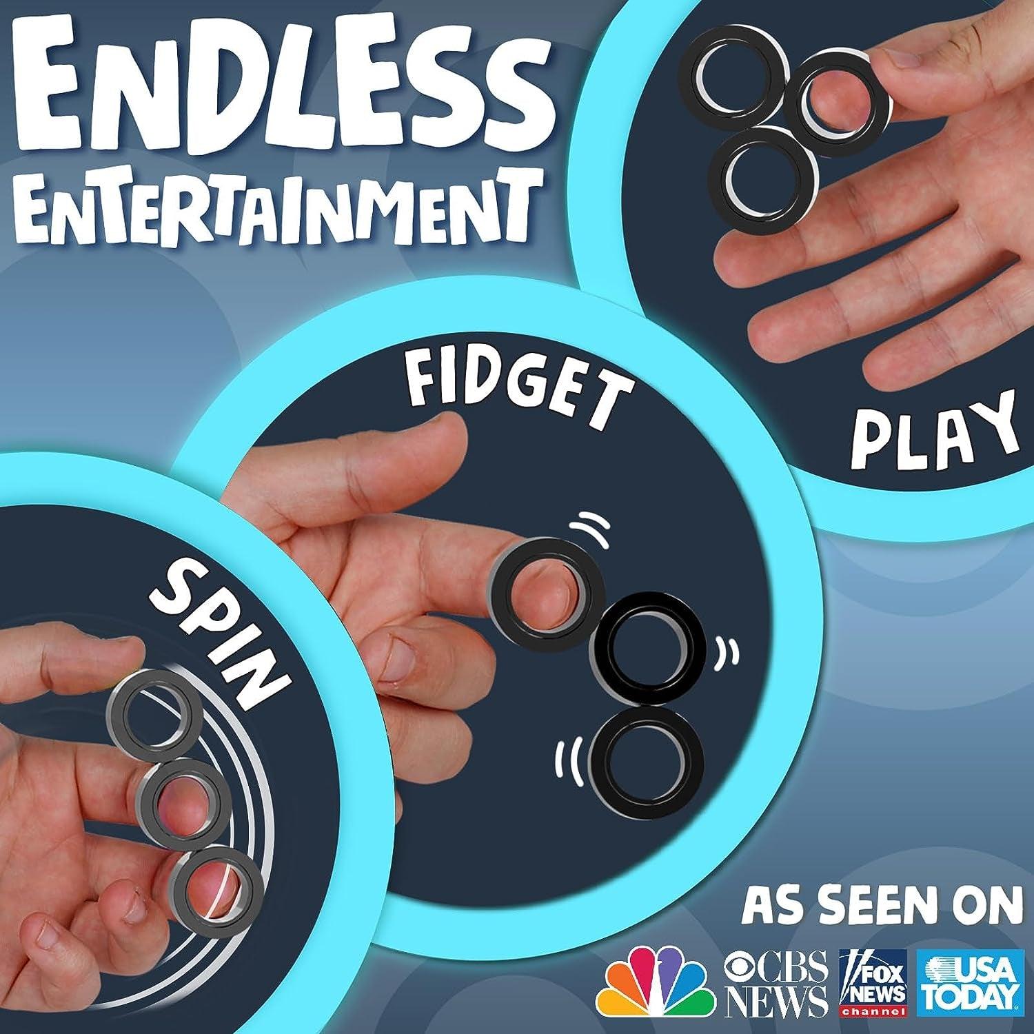 BUNMO Magnetic Rings Black | Fidget Toys Adults | Magnetic Fidget Rings | Endless Hours of Fun | Spin, Connect & Play | Easter Basket Stuffers for Adults | Easter Basket Stuffers for Teens