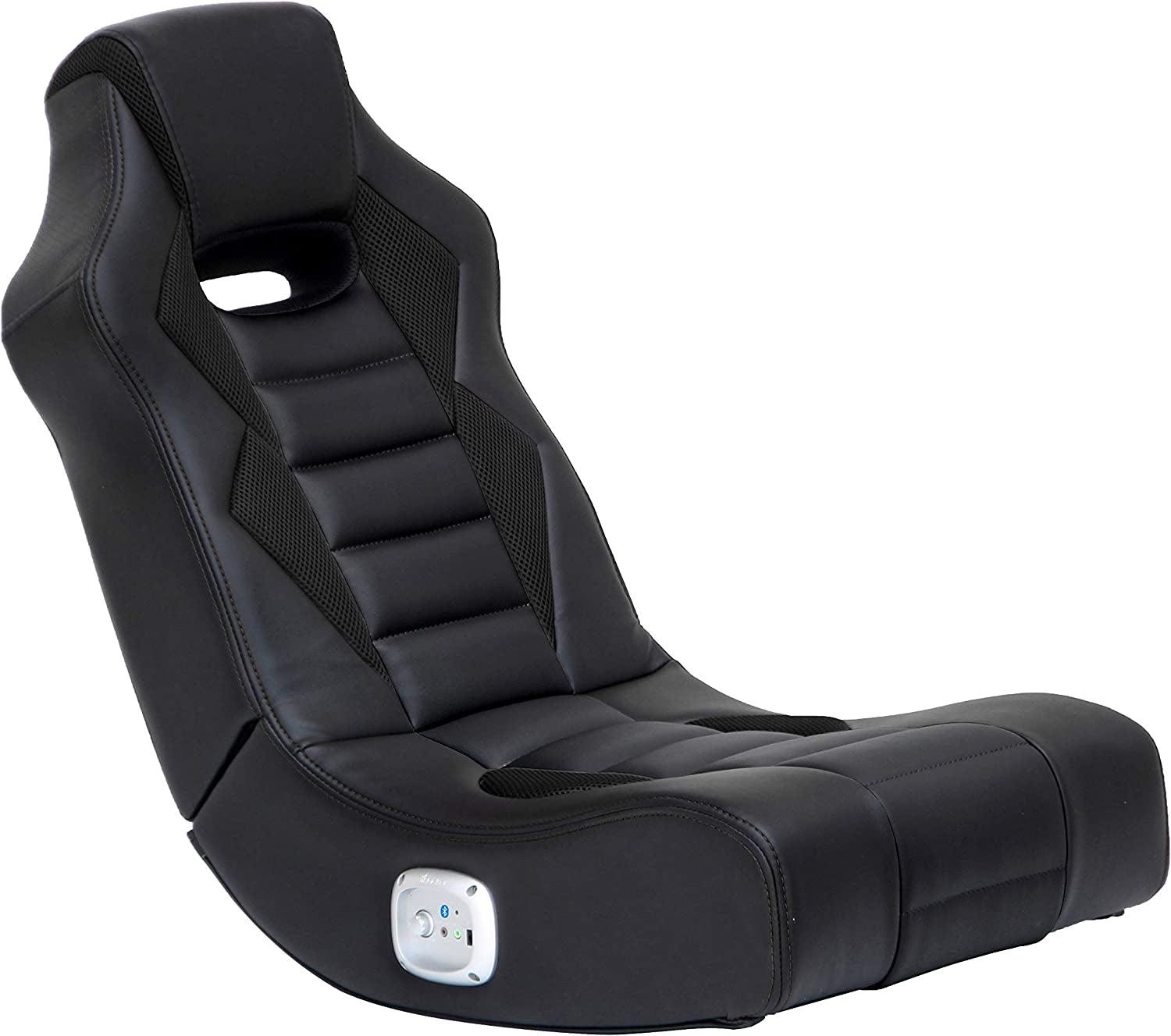 X Rocker Floor Rocking Gaming Chair, Headrest Mounted Bluetooth Speakers for Audio, Compatible with All Major Gaming Consoles