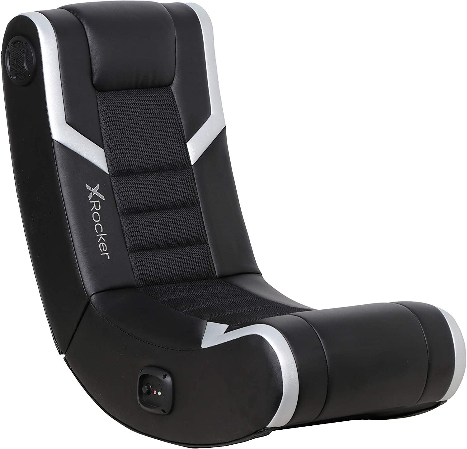 X Rocker Floor Rocking Gaming Chair, Headrest Mounted Bluetooth Speakers for Audio, Compatible with All Major Gaming Consoles