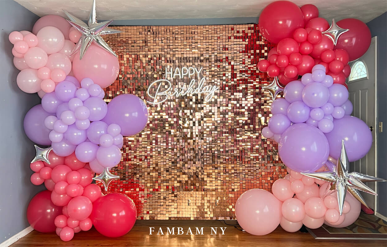 rosegold shimmer wall backdrop