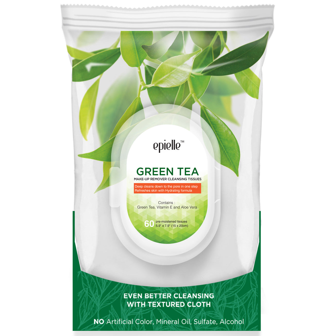 epielle? Green Tea Make-Up Remover Cleansing Tissues, 60ct
