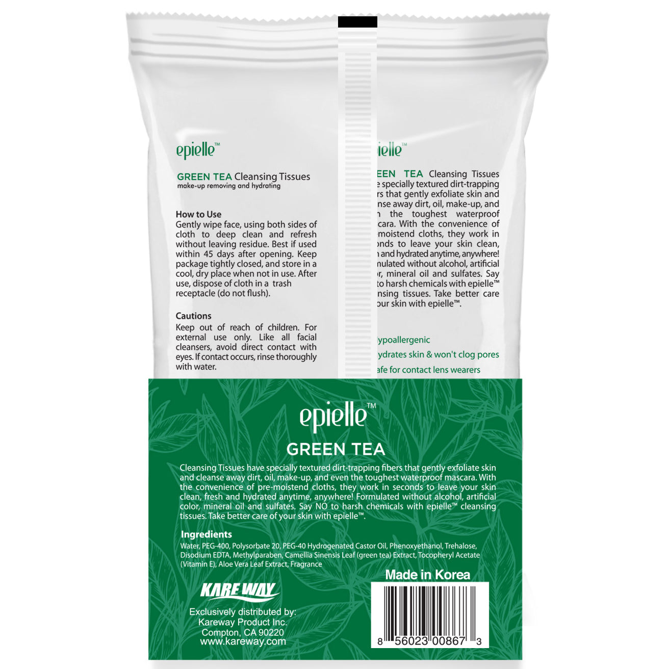 epielle? Green Tea Make-Up Remover Cleansing Tissues, 60ct