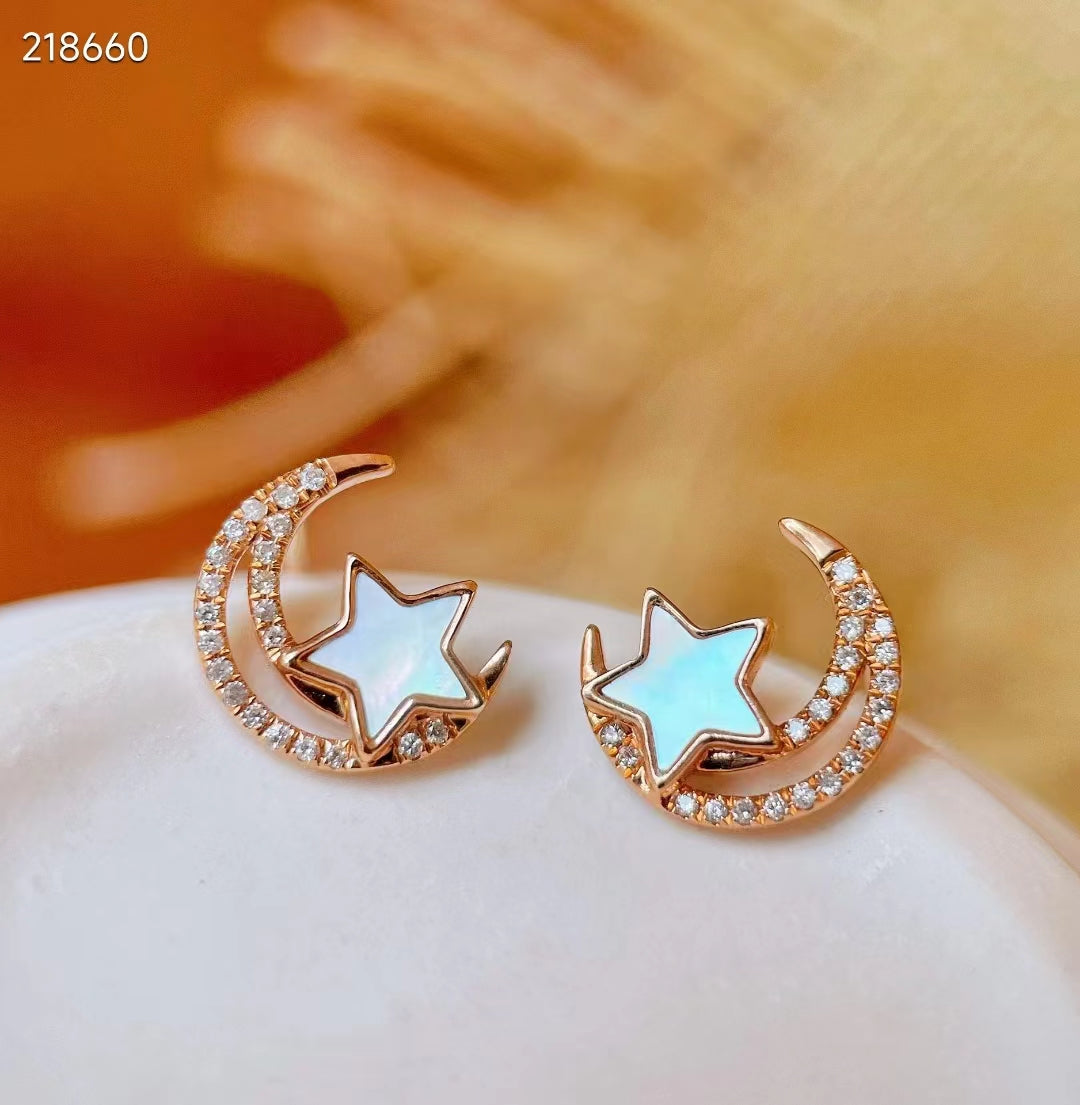 moon and star earrings studs