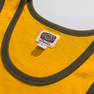 Collar of Chinese Retro Style Vest 1980s Nostalgic Sporting Printing Sleeveless Cotton T-Shirt for Men