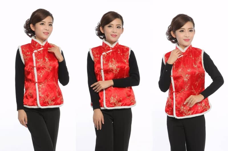 red Chinese Traditional Shanghai Story Plum Blossom Pattern Vest for Women