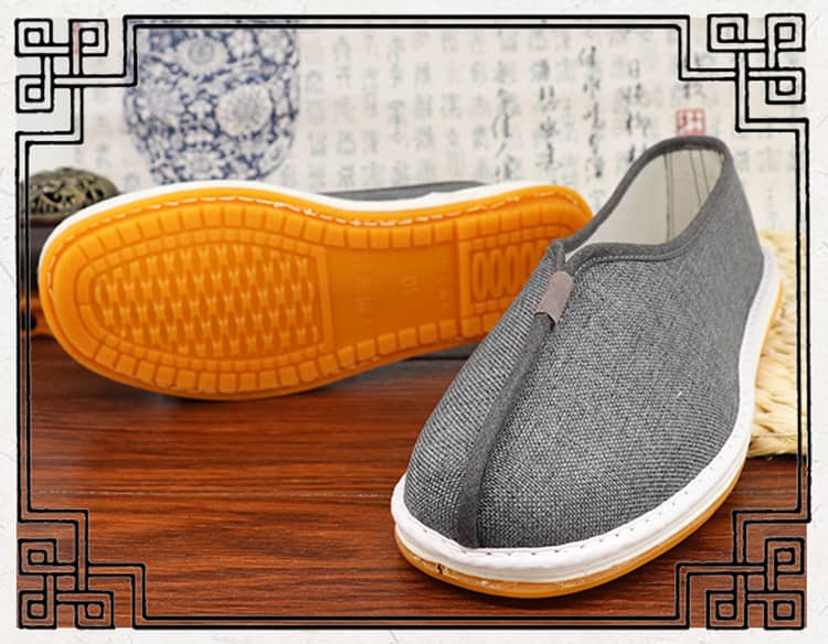 Grey cotton and linen shaolin monk shoes