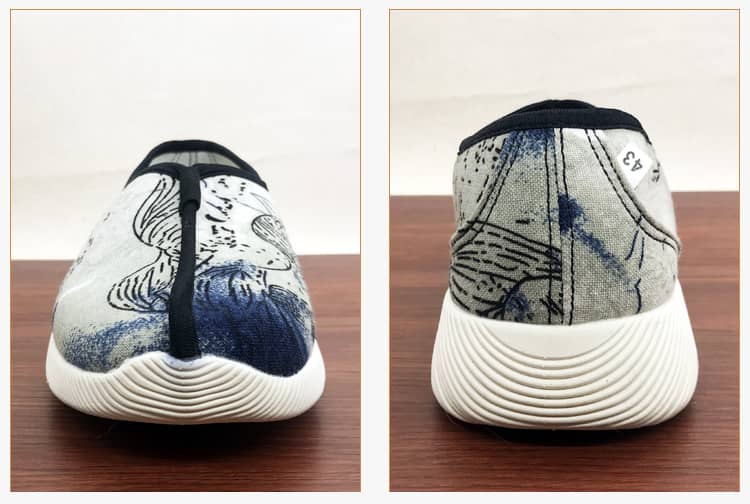 Shaolin monk shoes with modern soft soles and Chinese painting color