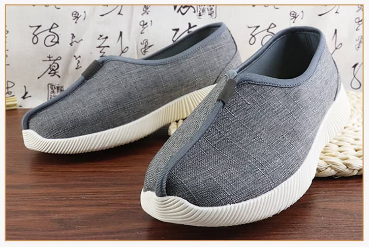 Grey shaolin monk shoes with modern soft soles