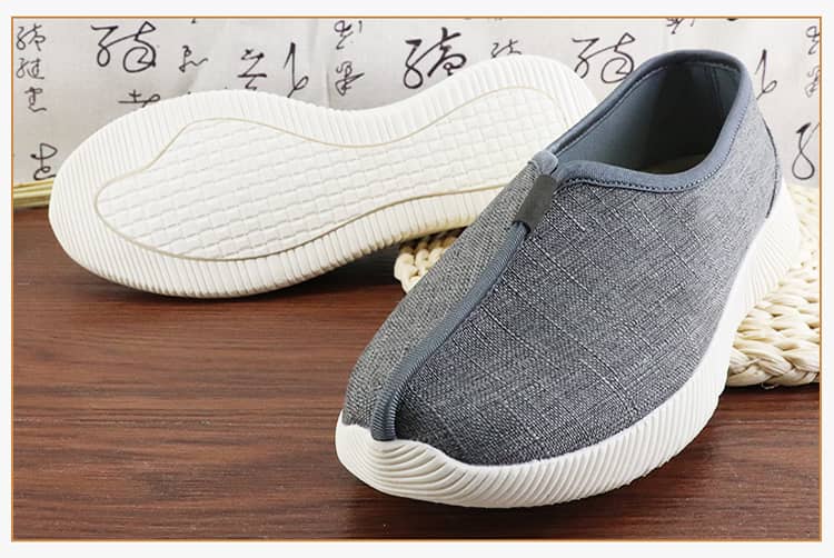 Grey shaolin monk shoes with modern soft soles