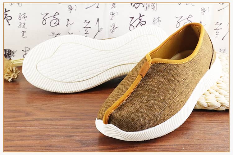 Yellow shaolin monk shoes with modern soft soles