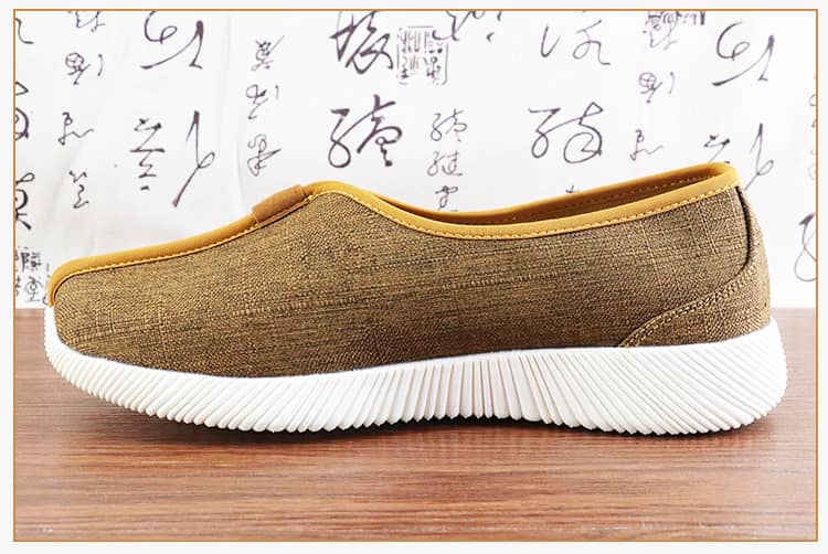 Yellow shaolin monk shoes with modern soft soles