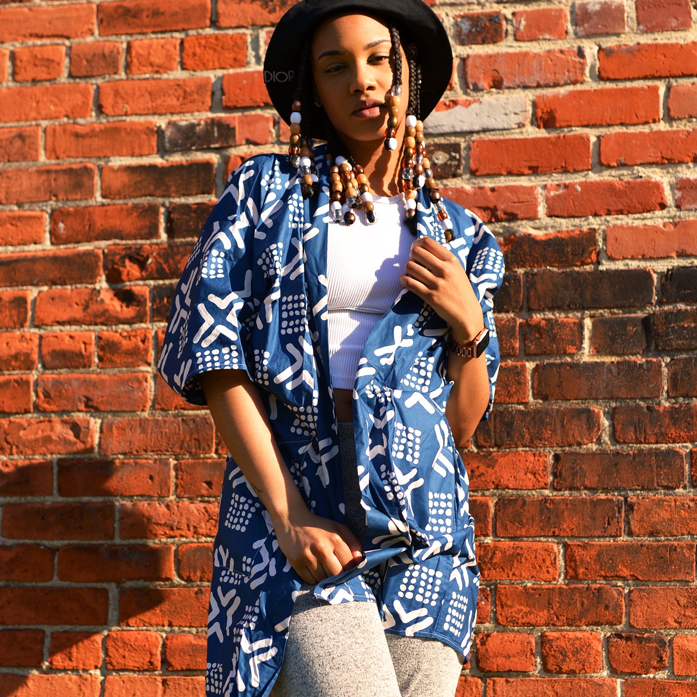 The Mud Navy Wax Print Robe